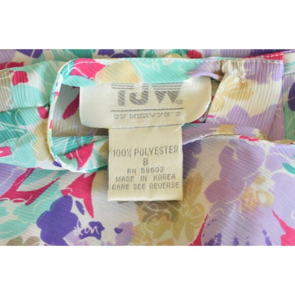 Vintage 80s Semi-Sheer Floral Polyester Peplum‎ blouse | size 8 - Picture 8 of 10